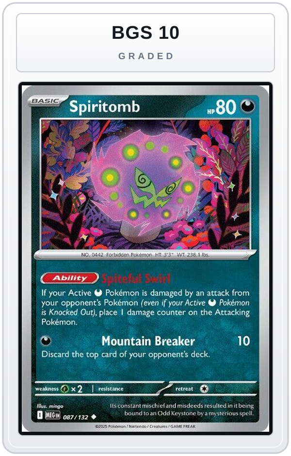 Graded - Spiritomb - 087/132 — BGS 10 graded overlay