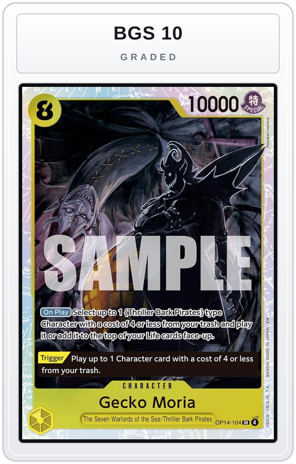 Graded - Gecko Moria - OP14-104 — BGS 10 graded overlay