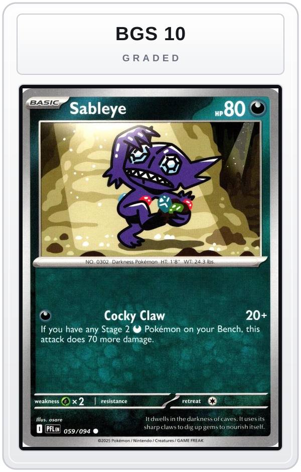 Graded - Sableye — BGS 10 graded overlay