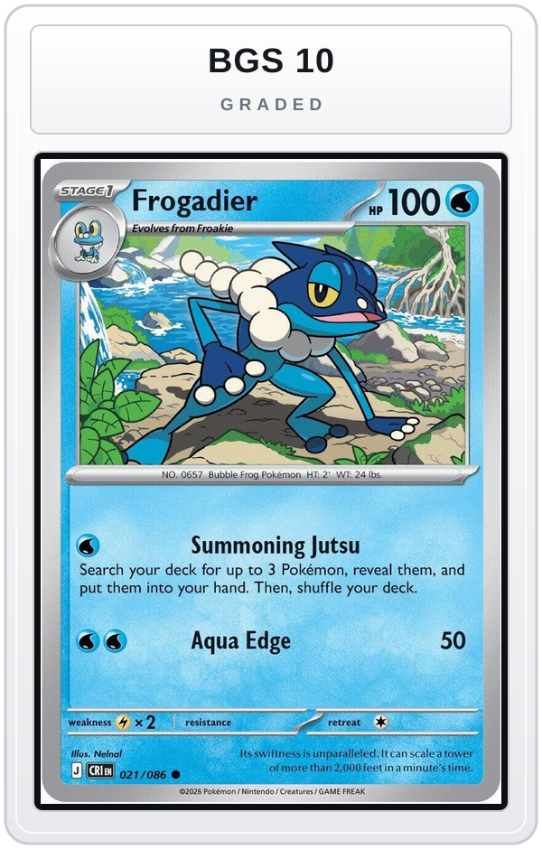 Graded - Frogadier - 021/086 — BGS 10 graded overlay