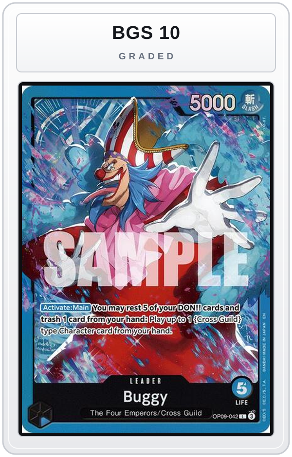Graded - Buggy (OP09-042) — BGS 10 graded overlay