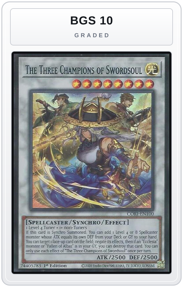 Graded - The Three Champions of Swordsoul — BGS 10 graded overlay