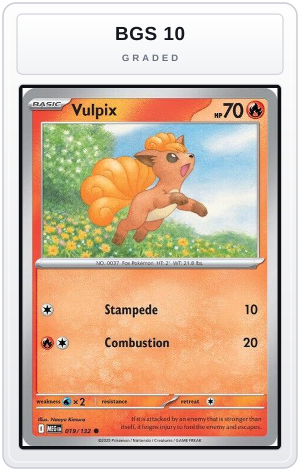 Graded - Vulpix - 019/132 — BGS 10 graded overlay