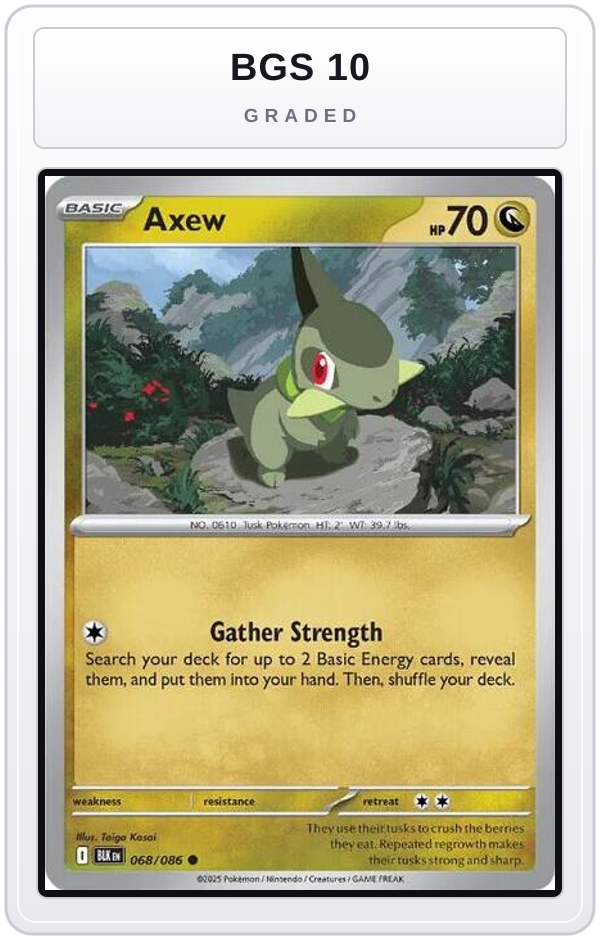 Graded - Axew — BGS 10 graded overlay
