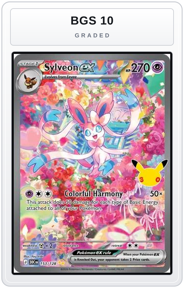 Graded - Sylveon ex - 153/128 — BGS 10 graded overlay