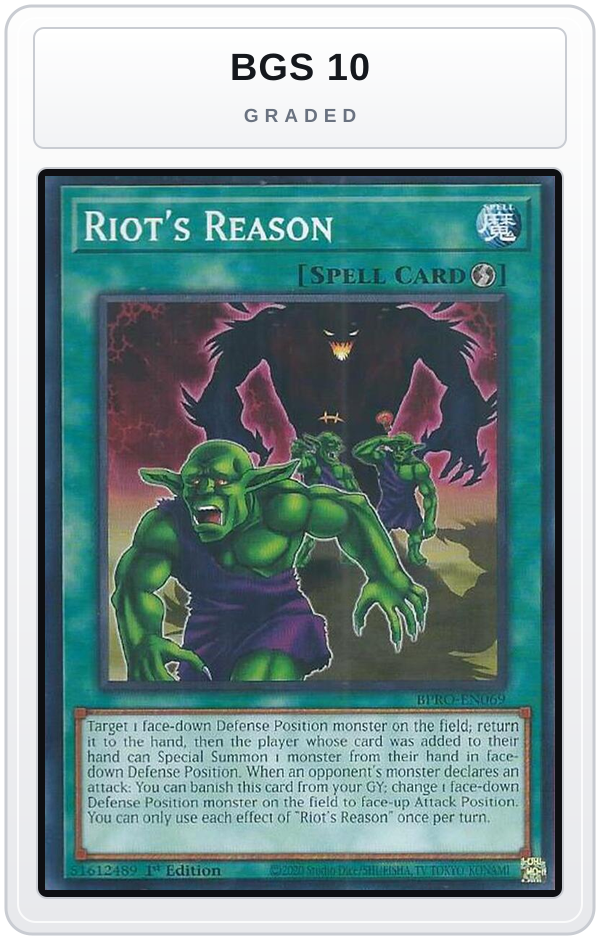 Graded - Riot's Reason — BGS 10 graded overlay