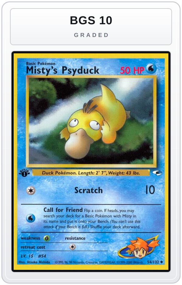 Graded - Misty's Psyduck — BGS 10 graded overlay