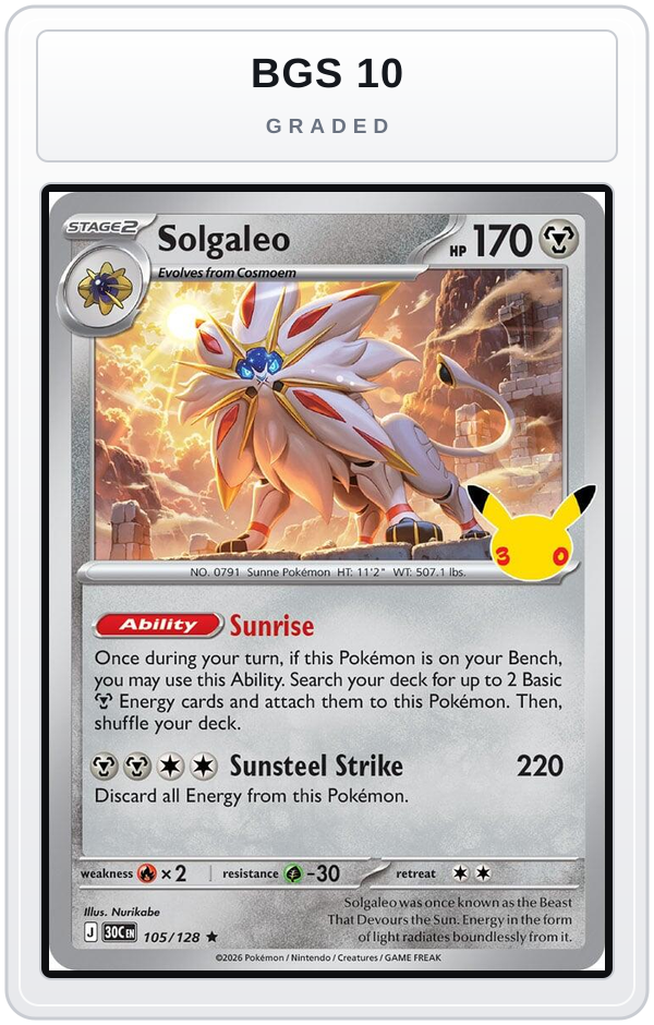 Graded - Solgaleo — BGS 10 graded overlay