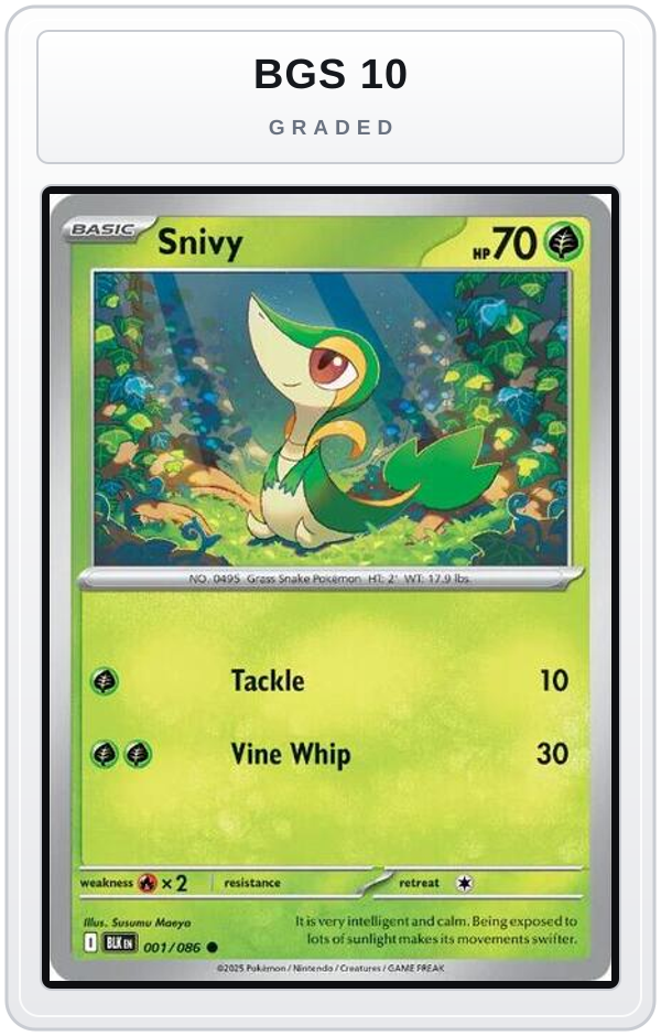 Graded - Snivy — BGS 10 graded overlay