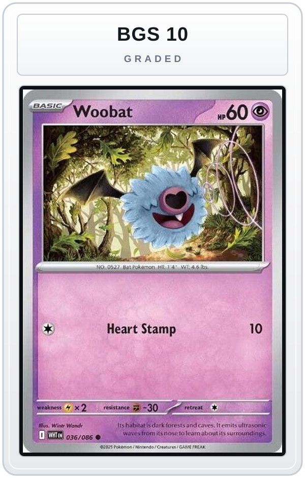 Graded - Woobat — BGS 10 graded overlay