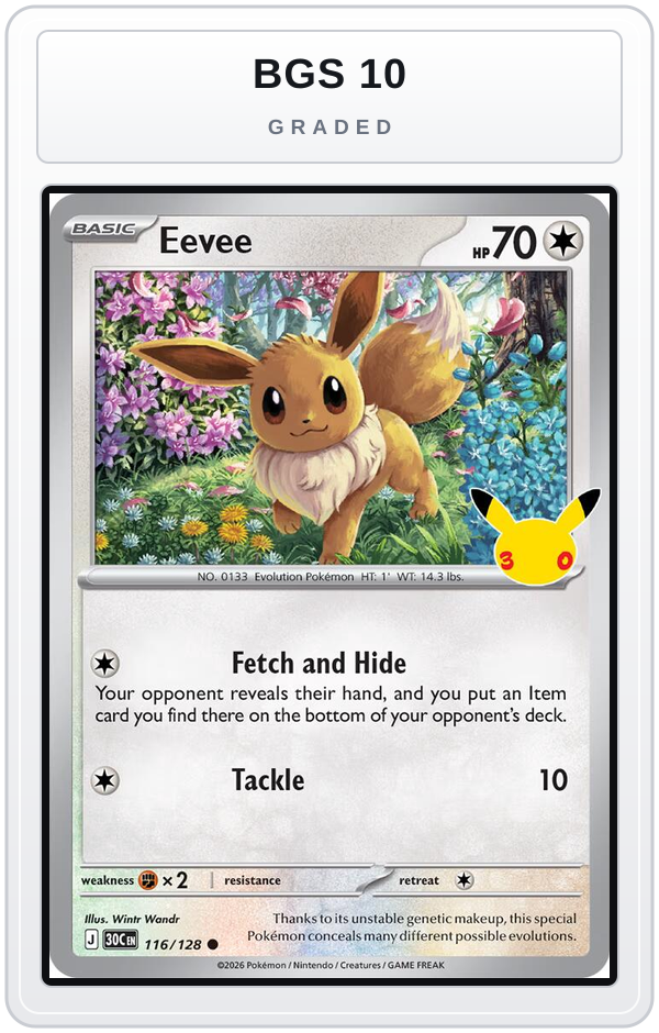 Graded - Eevee - 116/128 — BGS 10 graded overlay