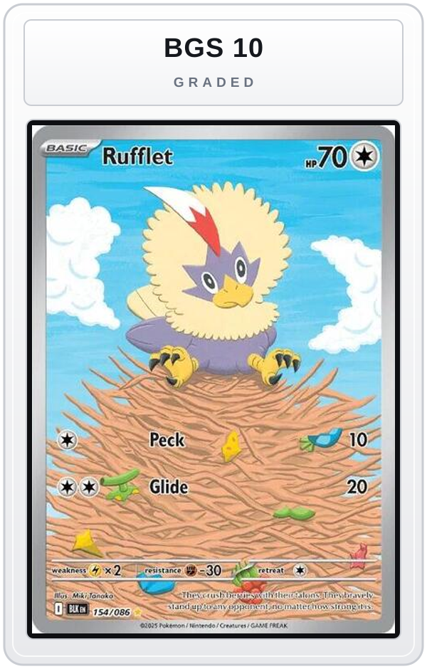 Graded - Rufflet - 154/086 — BGS 10 graded overlay