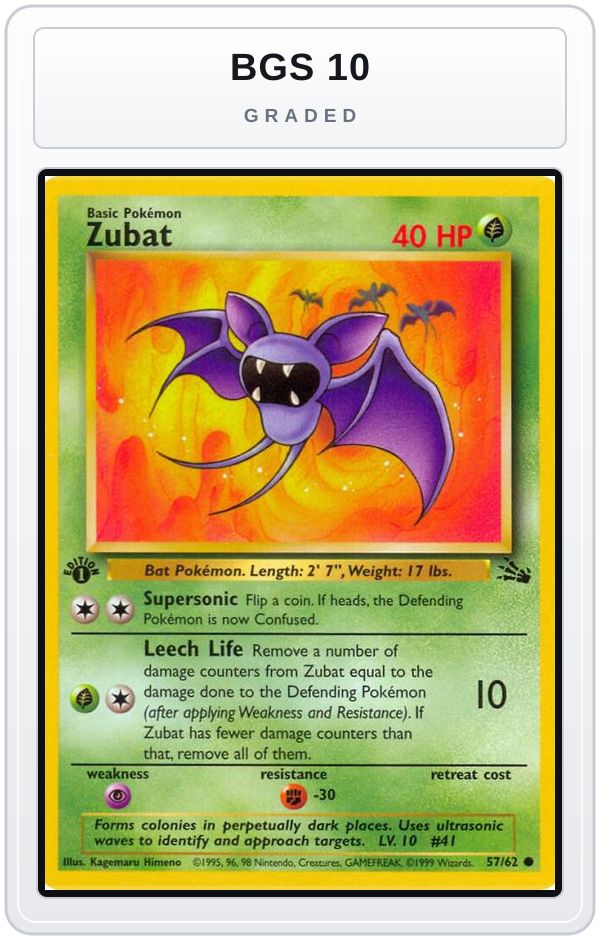 Graded - Zubat — BGS 10 graded overlay