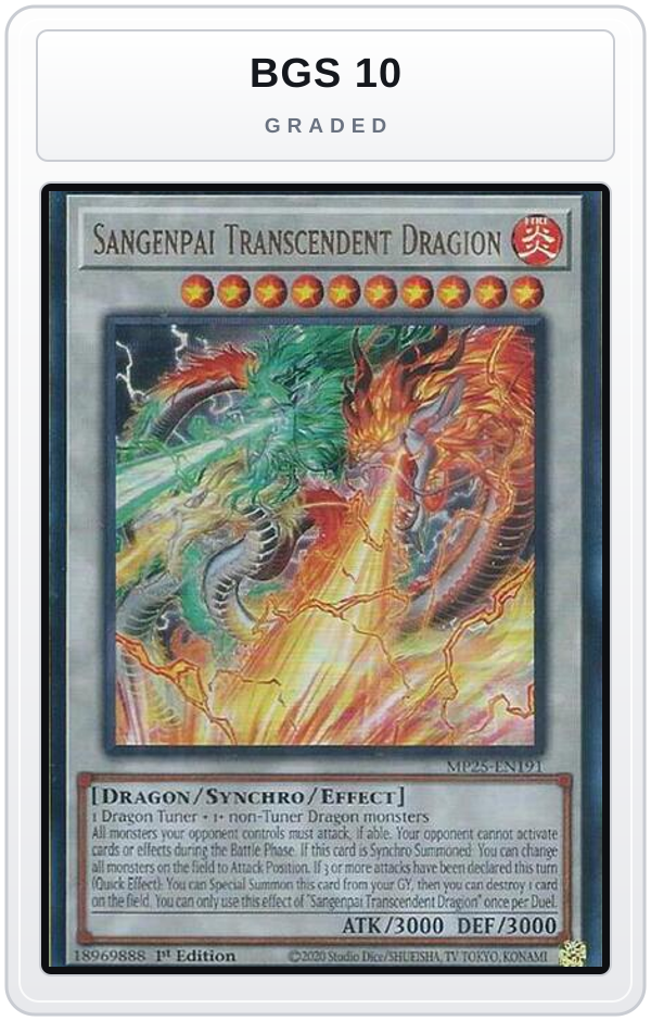 Graded - Sangenpai Transcendent Dragion — BGS 10 graded overlay