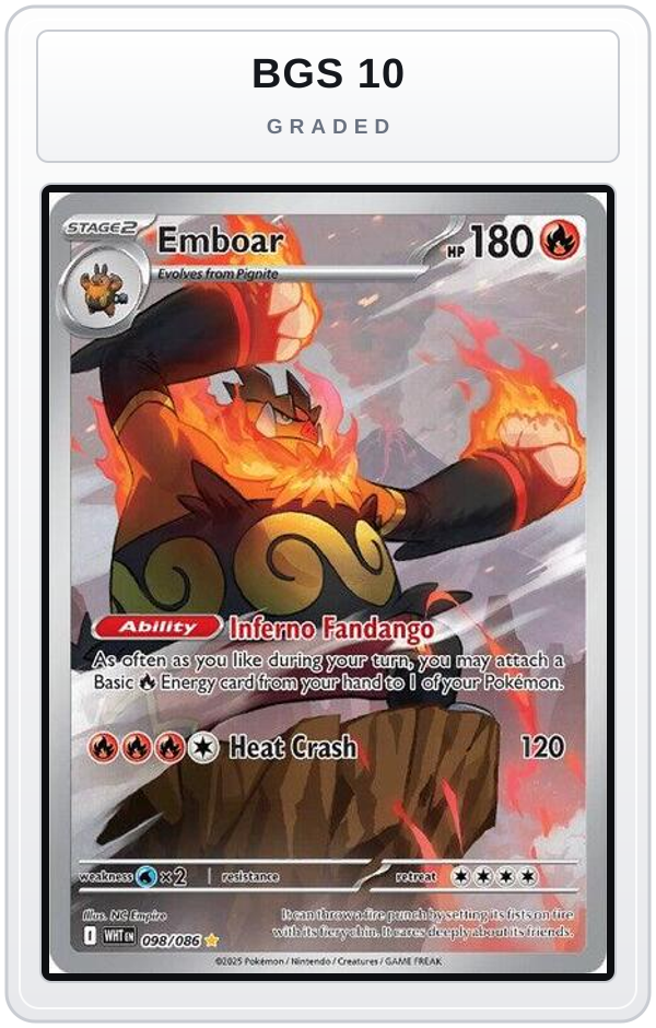 Graded - Emboar - 098/086 — BGS 10 graded overlay