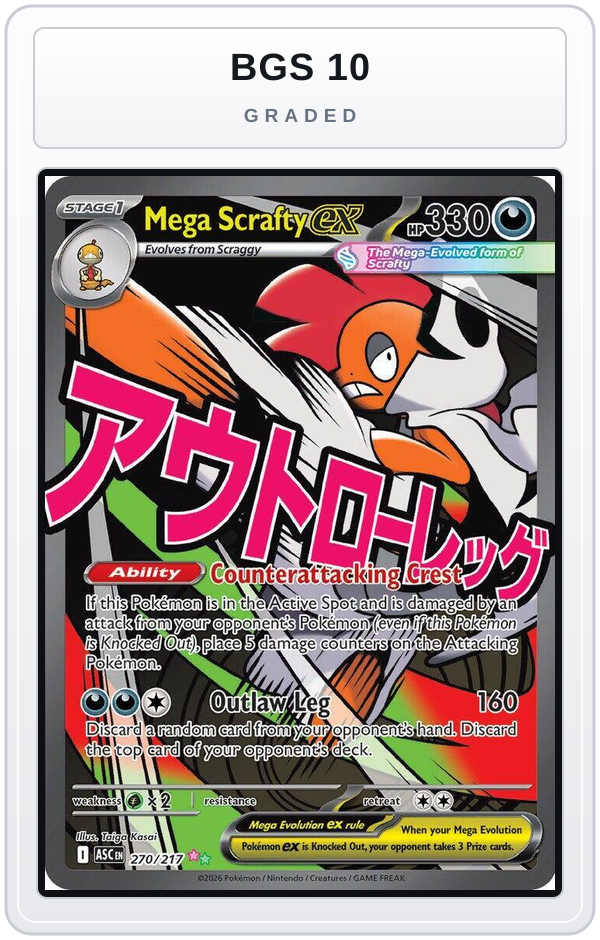 Graded - Mega Scrafty ex - 270/217 — BGS 10 graded overlay
