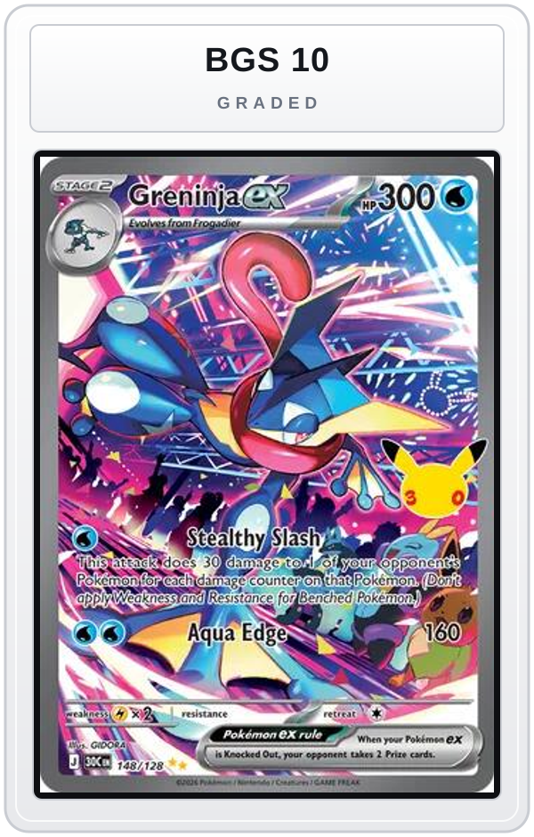 Graded - Greninja ex - 148/128 — BGS 10 graded overlay