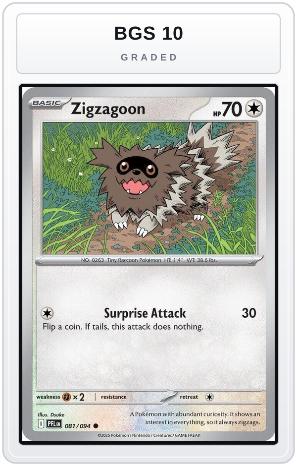 Graded - Zigzagoon — BGS 10 graded overlay