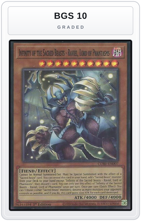 Graded - Infinity of the Sacred Beasts - Raviel, Lord of Phantasms — BGS 10 graded overlay
