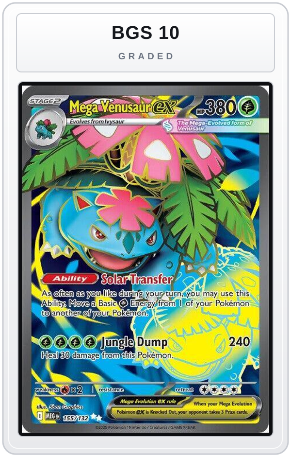 Graded - Mega Venusaur ex - 155/132 — BGS 10 graded overlay