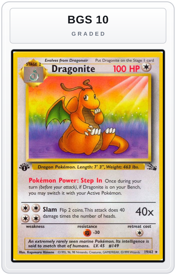 Graded - Dragonite (19) — BGS 10 graded overlay