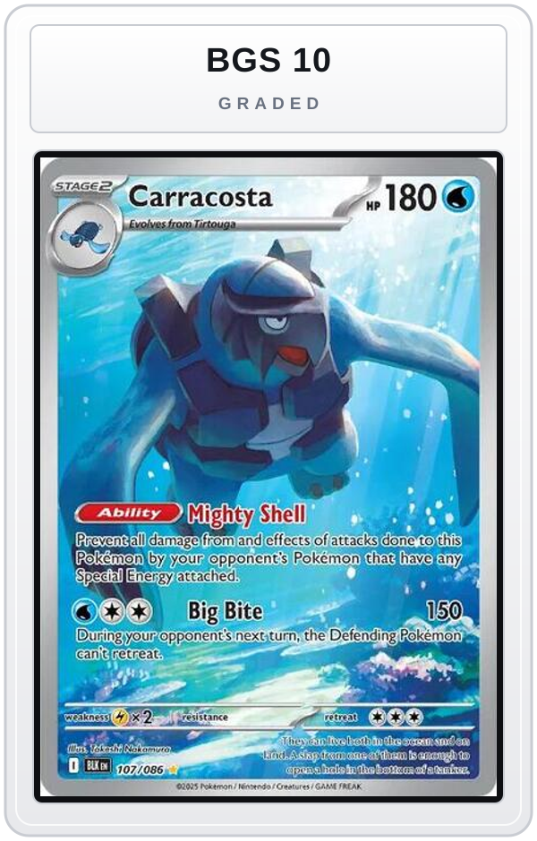 Graded - Carracosta - 107/086 — BGS 10 graded overlay