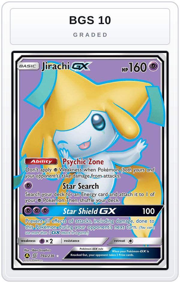 Graded - Jirachi GX - 79a/236 — BGS 10 graded overlay
