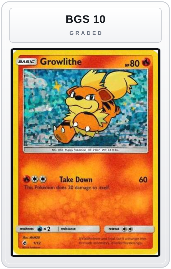 Graded - Growlithe - 1/12 — BGS 10 graded overlay