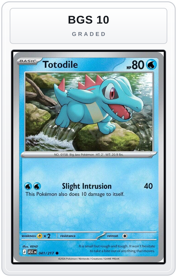 Graded - Totodile — BGS 10 graded overlay