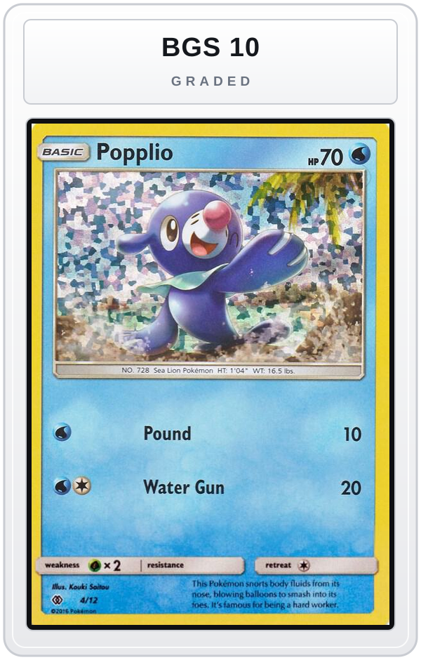 Graded - Popplio - 4/12 — BGS 10 graded overlay