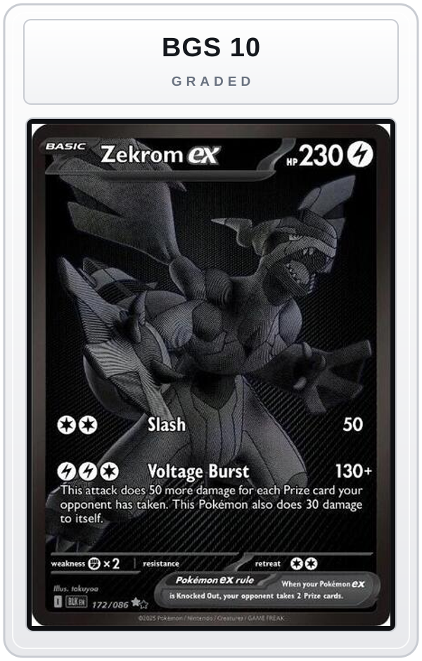 Graded - Zekrom ex - 172/086 — BGS 10 graded overlay