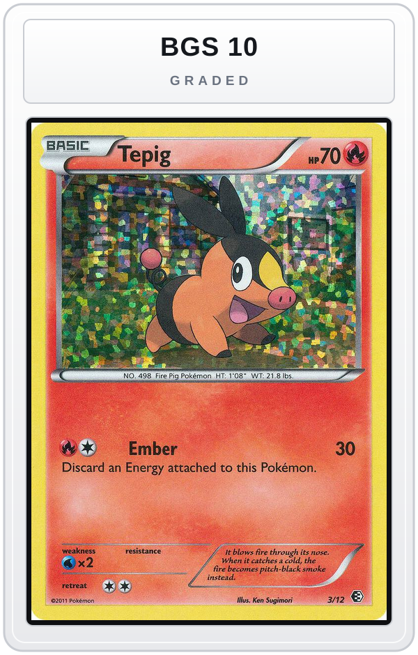 Graded - Tepig - 3/12 — BGS 10 graded overlay