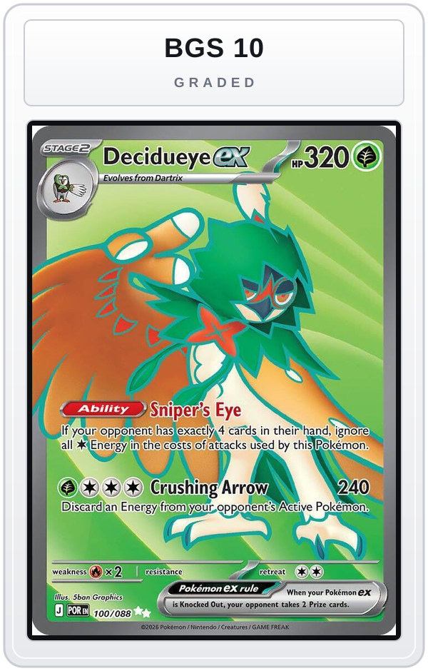 Graded - Decidueye ex - 100/088 — BGS 10 graded overlay