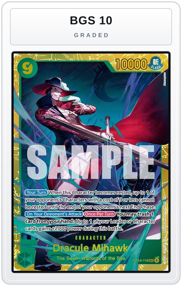 Graded - Dracule Mihawk - OP14-119 — BGS 10 graded overlay
