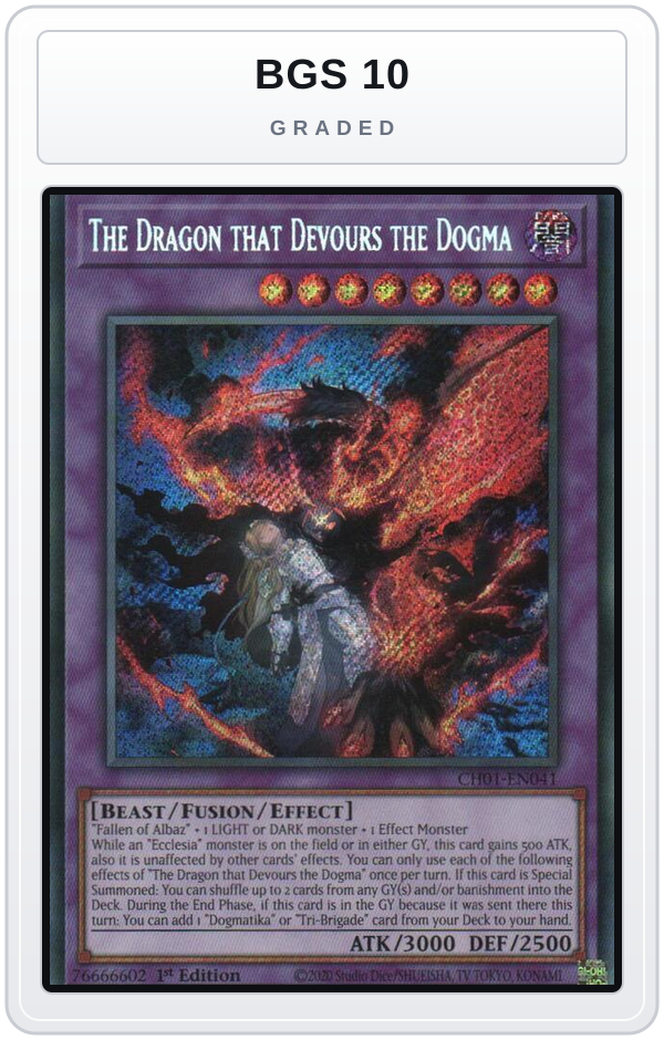 Graded - The Dragon that Devours the Dogma (Secret Rare) — BGS 10 graded overlay