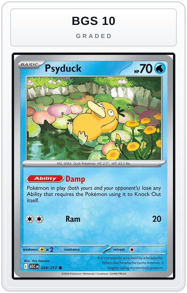 Graded - Psyduck - 039/217 — BGS 10 graded overlay