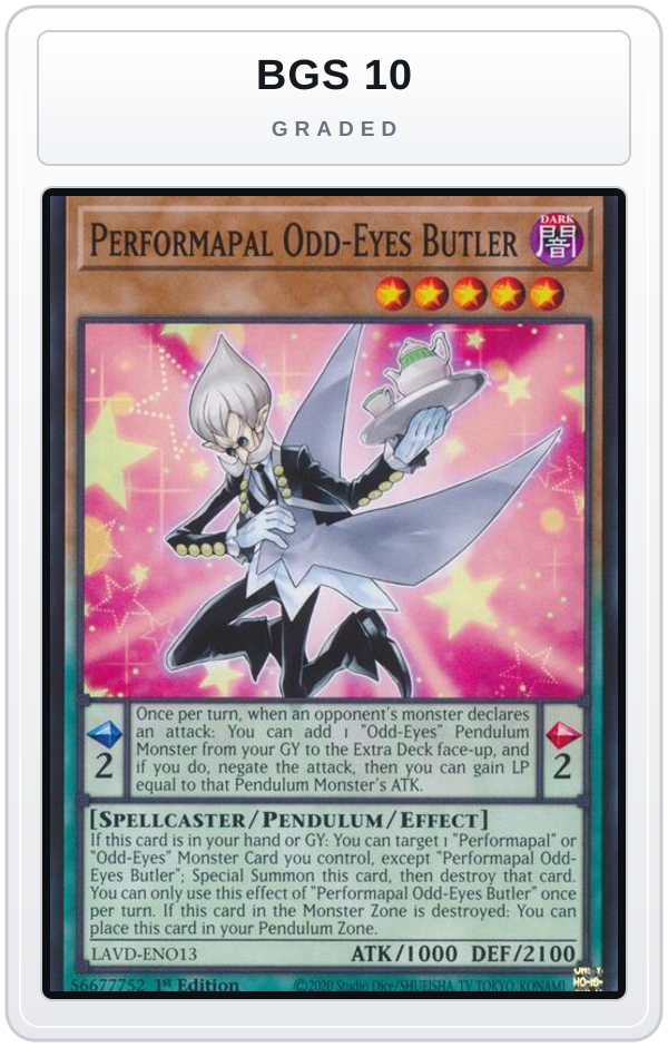 Graded - Performapal Odd-Eyes Butler — BGS 10 graded overlay