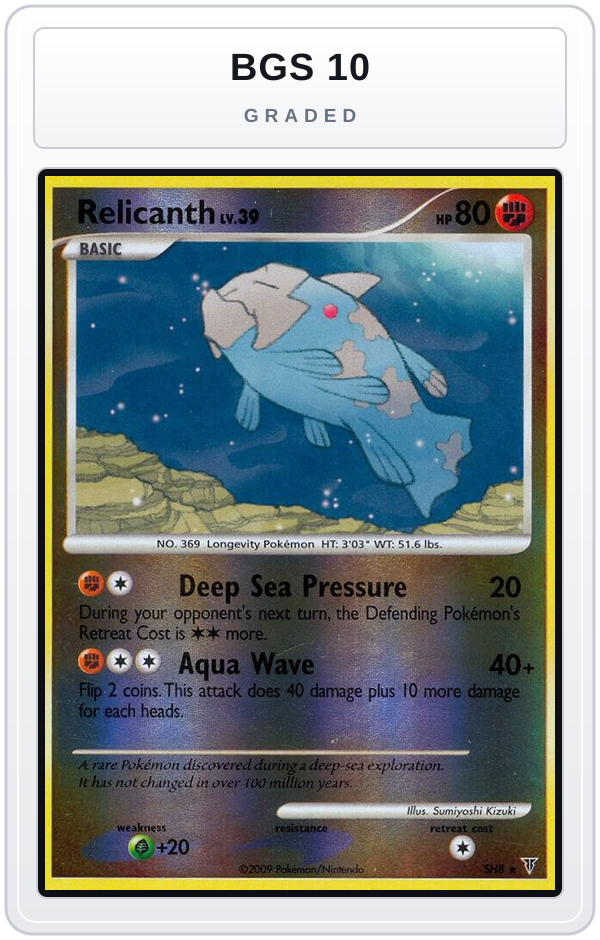 Graded - Relicanth (Shiny) — BGS 10 graded overlay