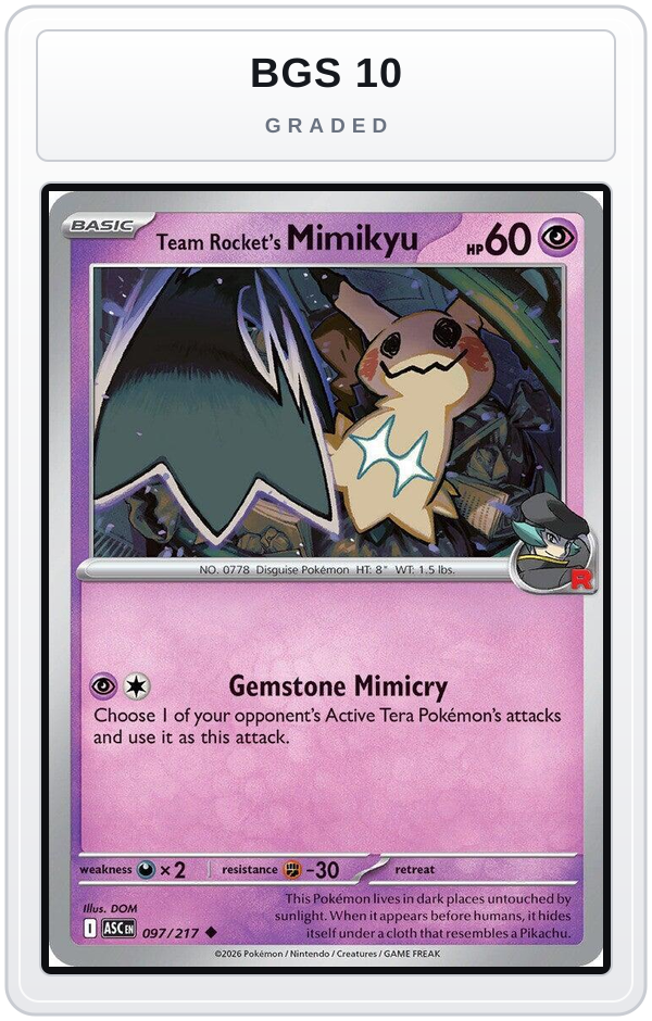 Graded - Team Rocket's Mimikyu - 097/217 — BGS 10 graded overlay