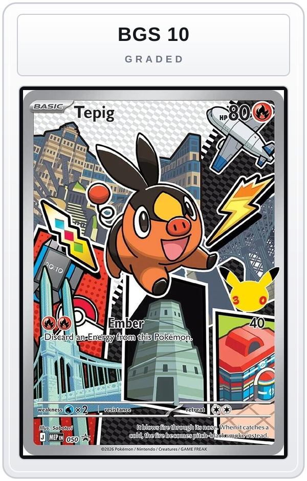 Graded - Tepig - 050 — BGS 10 graded overlay