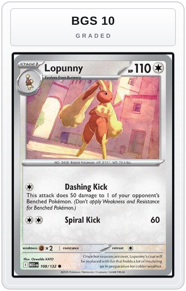 Graded - Lopunny — BGS 10 graded overlay