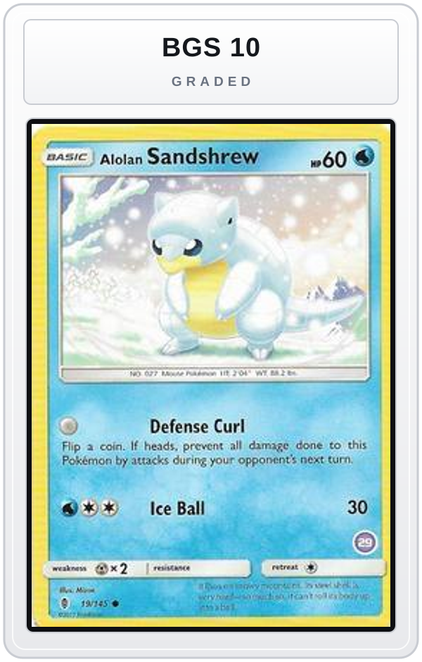 Graded - Alolan Sandshrew (29) — BGS 10 graded overlay