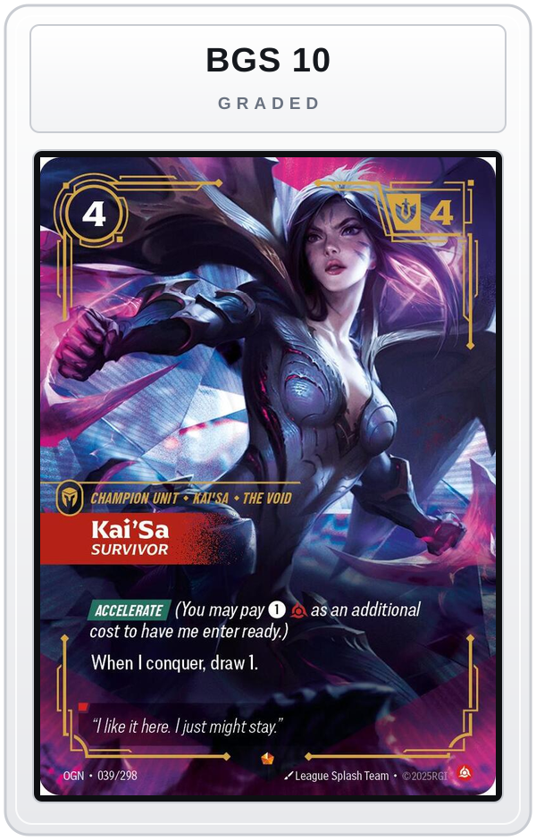 Graded - Kai'Sa - Survivor — BGS 10 graded overlay