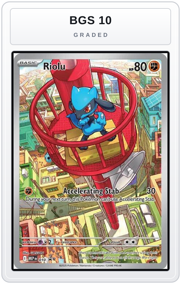 Graded - Riolu - 010 — BGS 10 graded overlay