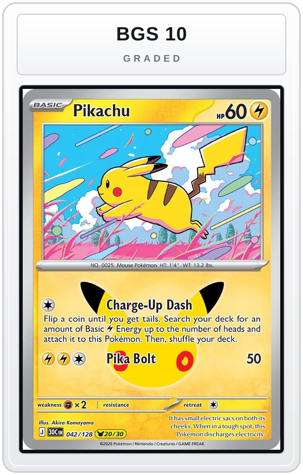 Graded - Pikachu - 042/128 — BGS 10 graded overlay