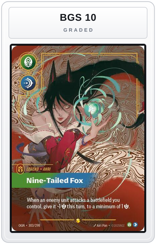 Graded - Ahri - Nine-Tailed Fox (Overnumbered) — BGS 10 graded overlay