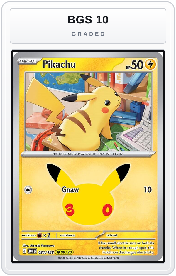 Graded - Pikachu - 031/128 — BGS 10 graded overlay