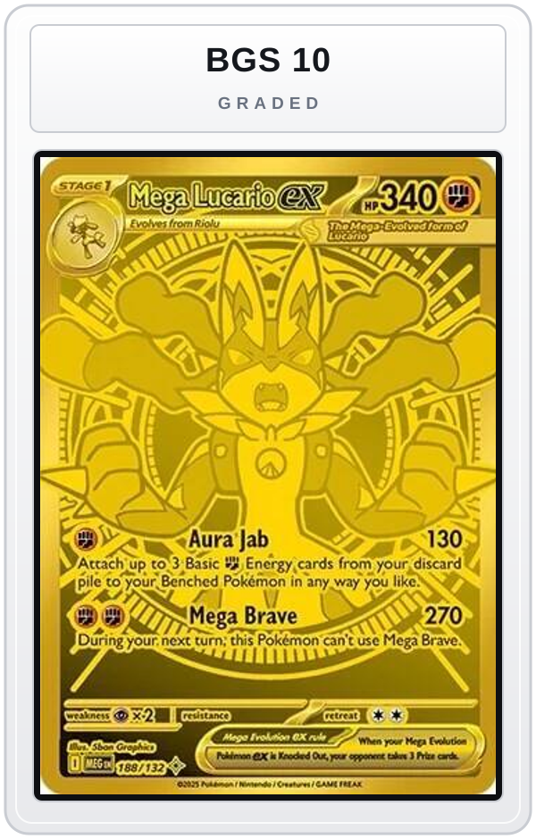 Graded - Mega Lucario ex - 188/132 — BGS 10 graded overlay