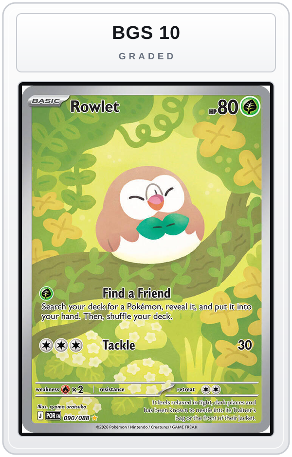 Graded - Rowlet - 090/088 — BGS 10 graded overlay