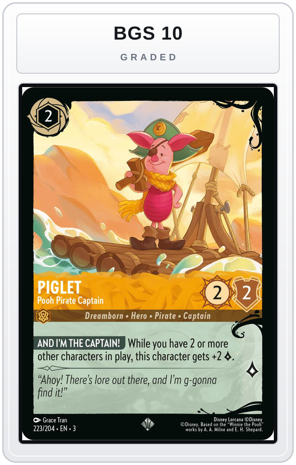 Graded - Piglet - Pooh Pirate Captain (223/204) — BGS 10 graded overlay